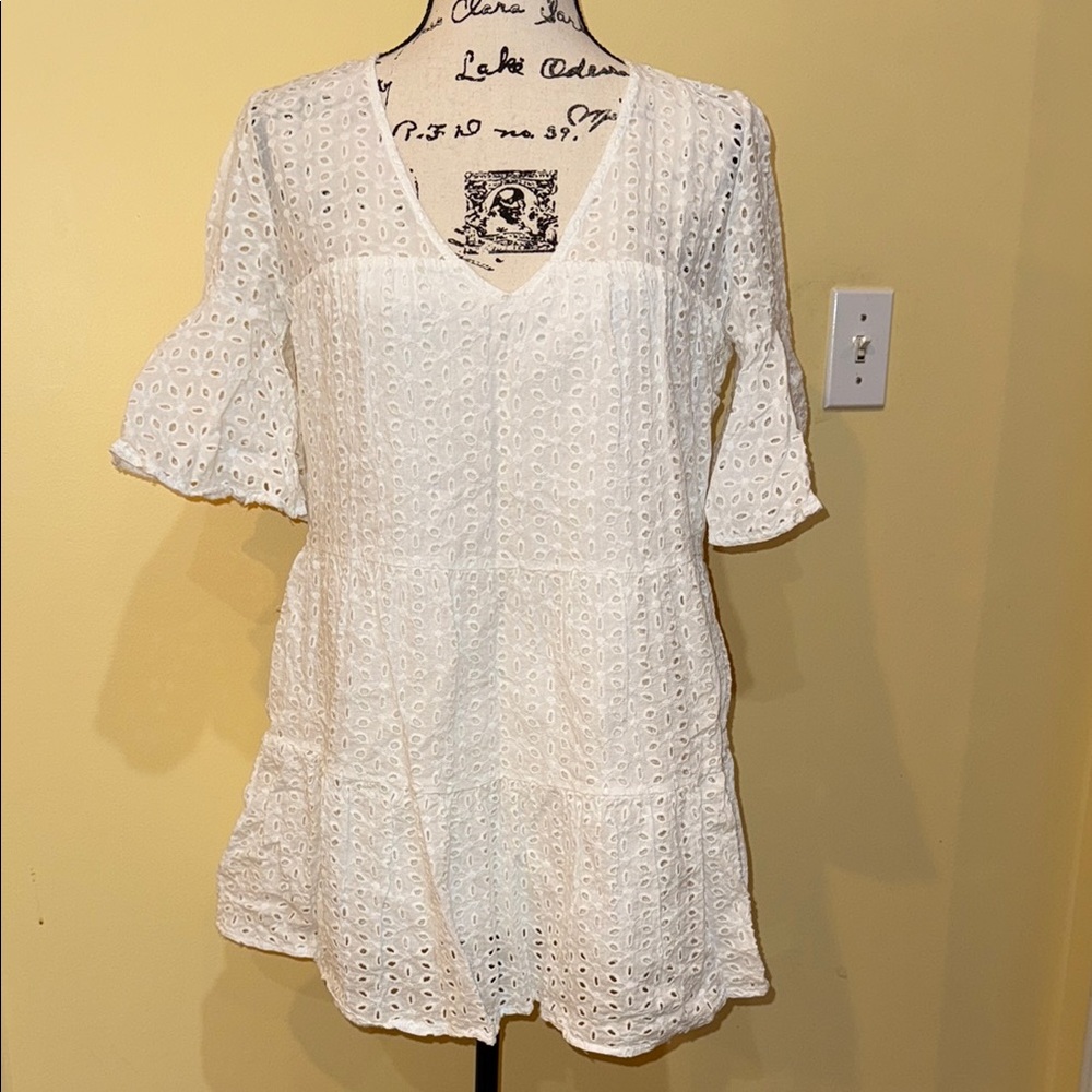 Vestique White Eyelet Mini Dress